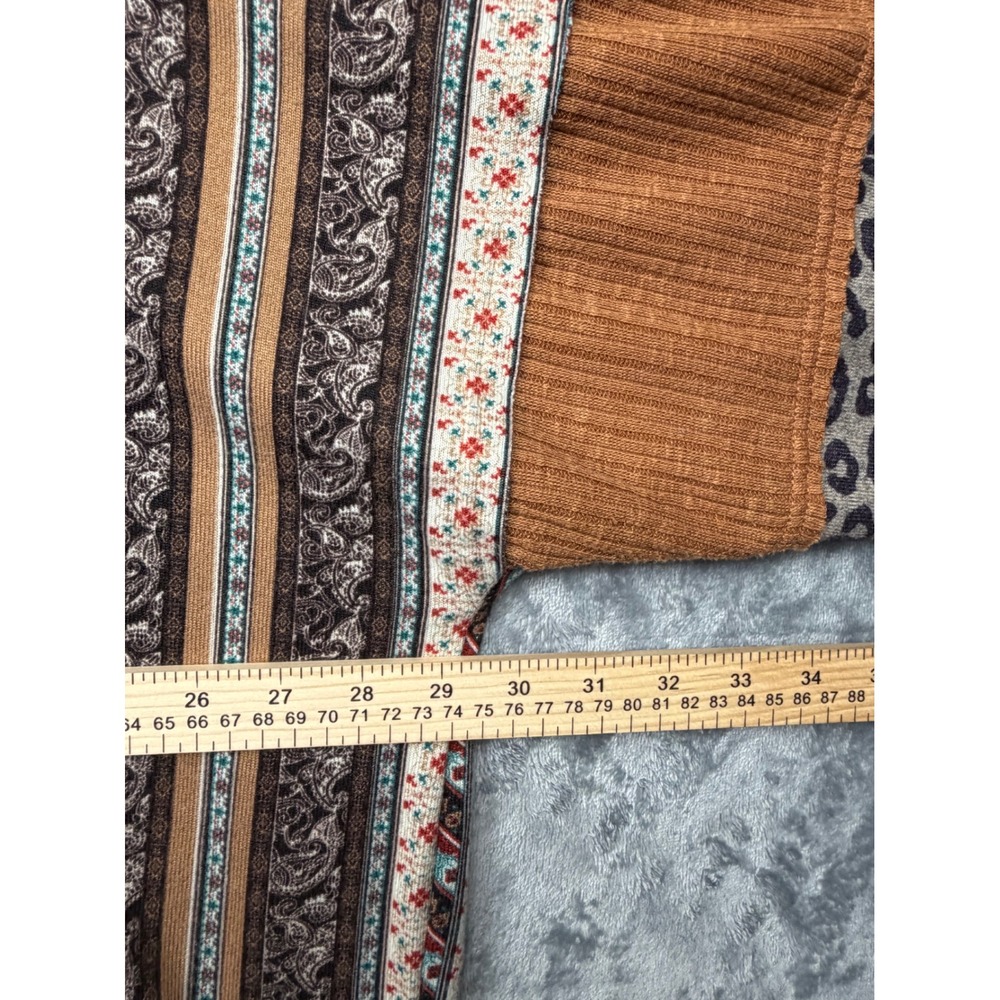 Gigio Plus Mixed Print Ribbed Knit Top Leopard Paisley Patchwork 1XL - Picture 7 of 8